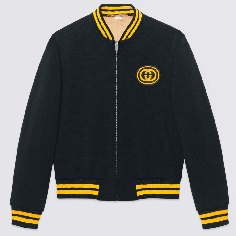 Interlocking Gucci logo varsity bomber jacket